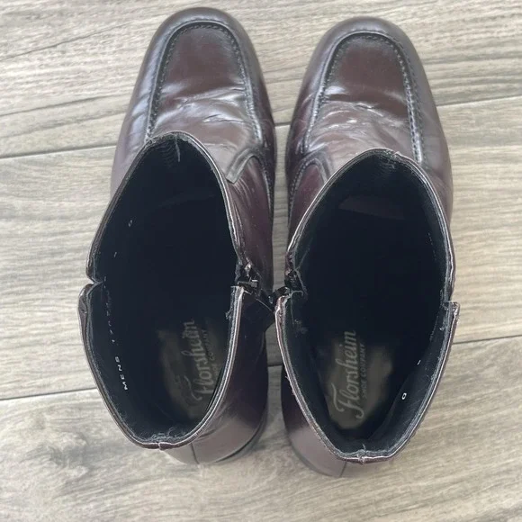 Florsheim Essex Boots Men 8D Red Leather Dress Ankle Side Zip Moc Toe 17074 18 - Picture 12 of 13